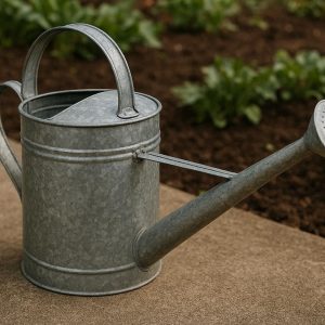 1 Classic Galvanized Steel Watering Can with Long Spout for Garden